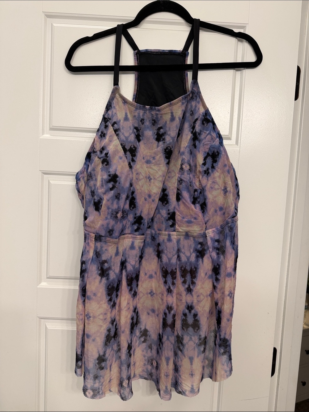 Ava & Viv Purple Tie-Dye Halter Swim Tankini Top
